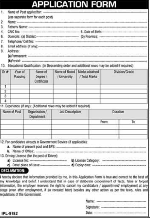 Positions Vacant for Tourism Department Lahore 