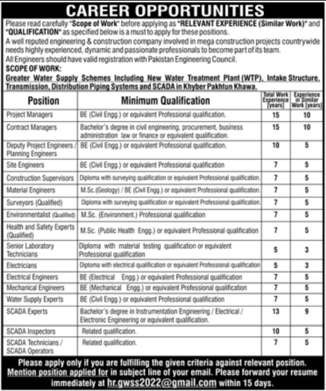 Engineering and Construction Company KPK Jobs