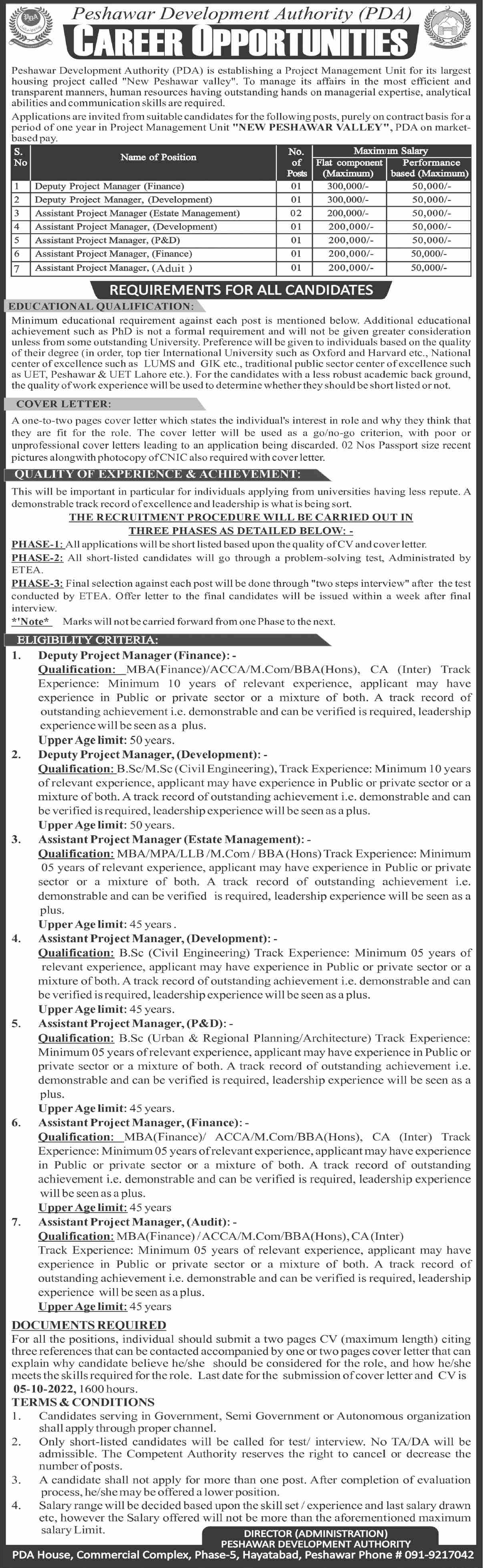 Peshawar Development Authority Govt Jobs