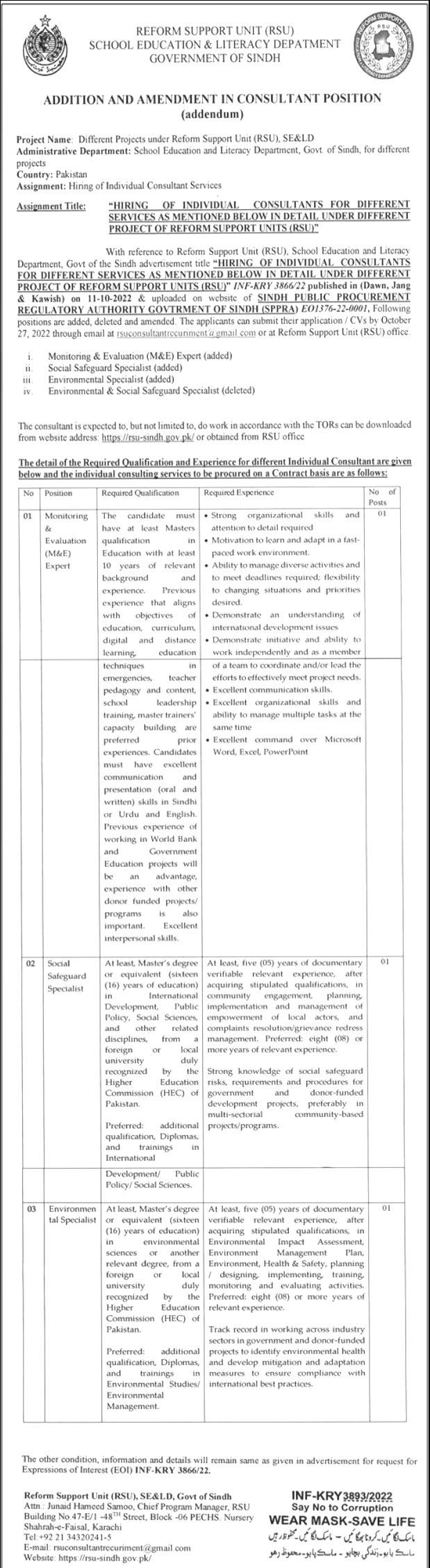 School Education and Literacy Department Sindh Govt Jobs