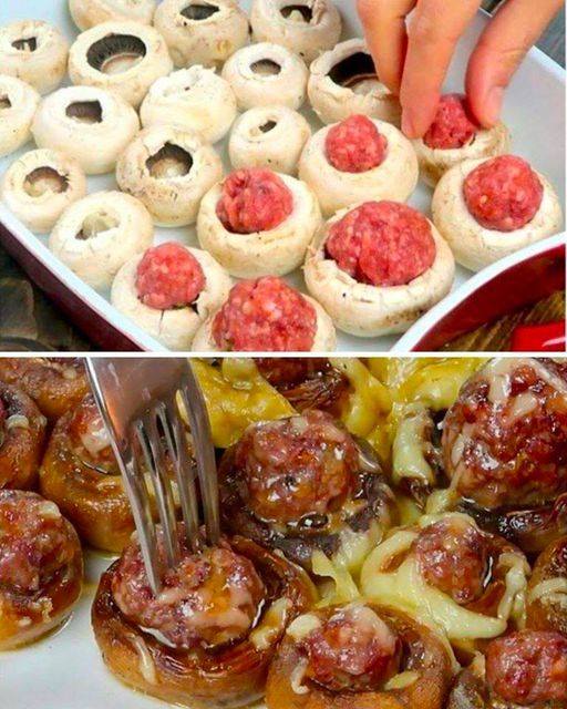 Low Point Meatballs stuffed mushrooms