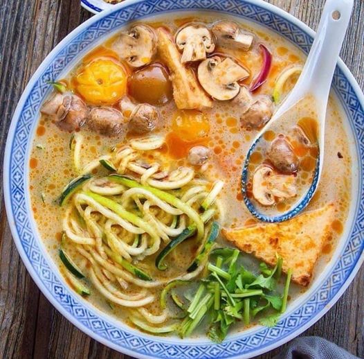 Tom Yum Soup with Zucchini Noodles