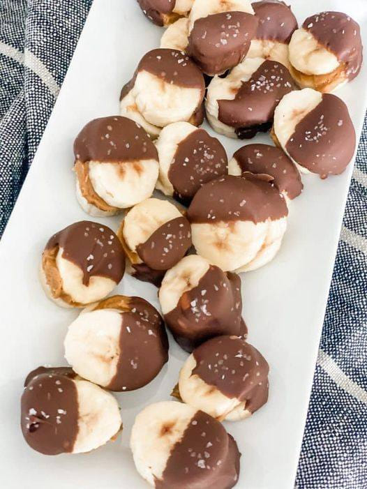 Frozen Chocolate Covered Peanut Butter Banana Bites