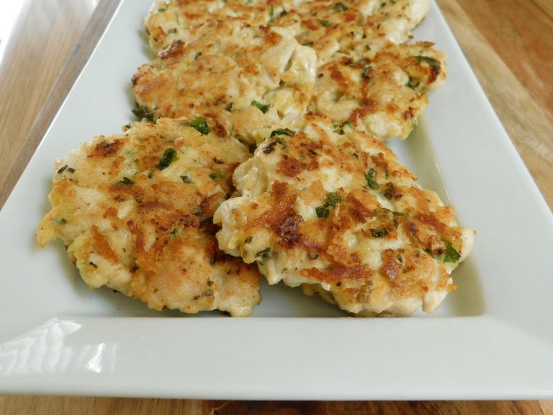 Cheesy chicken fritters