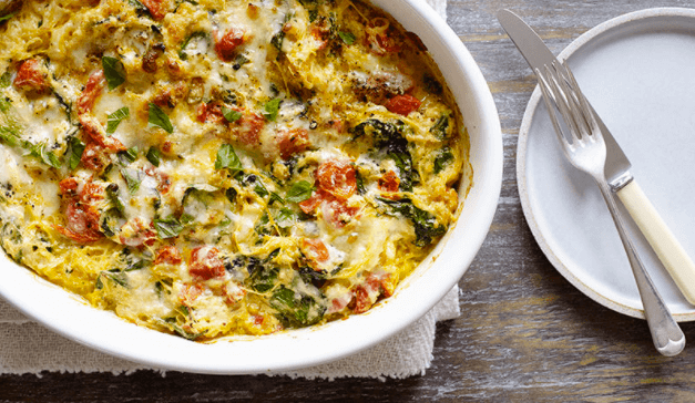 Home Made Creamy Spaghetti Squash With Ricotta And Spinach
