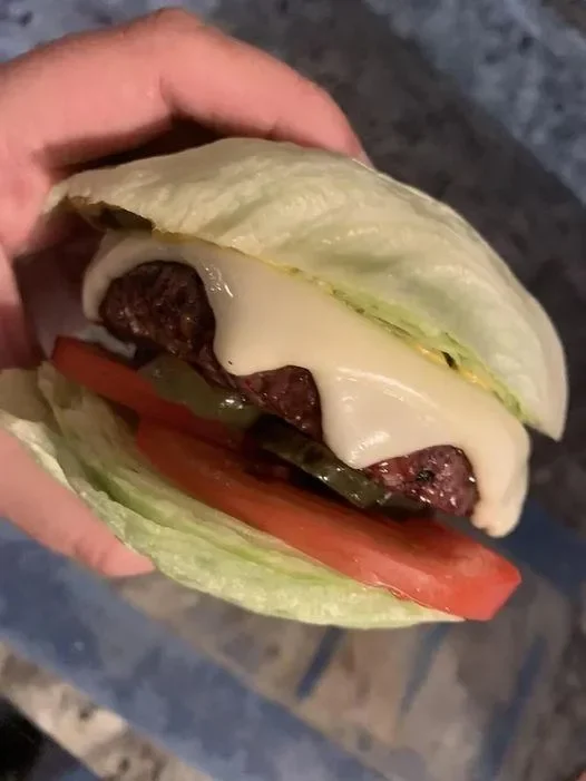 Lettuce bun cheeseburger