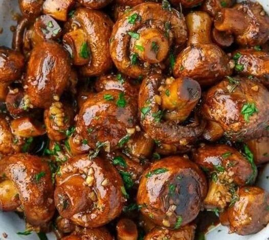 Weight Watchers Balsamic Soy Roasted Garlic Mushrooms: