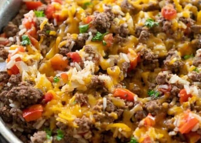 GROUND BEEF AND RICE SKILLET DINNER