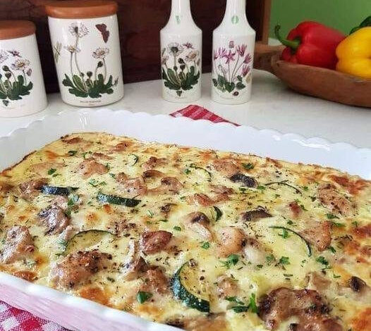 Home Made Chicken, Mushroom, And Zucchini Bake