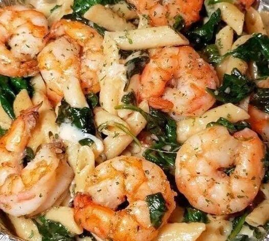 Weight Watchers Cheese Shrimp Penne Pasta & Spinach