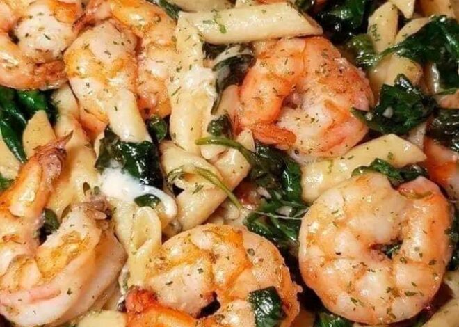 Weight Watchers Cheese Shrimp Penne Pasta & Spinach
