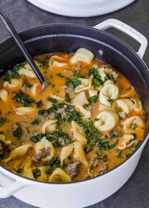 Lighter Instant Pot Italian Sausage and Tortellini Soup
