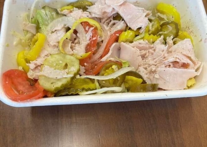 Turkey Sub Bowl with Zesty Pickles and Banana Peppers