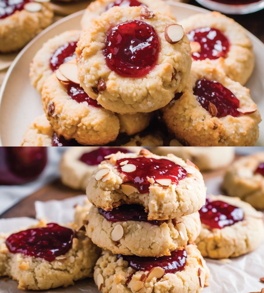 Vegan Raspberry Almond Thumbprint Cookies