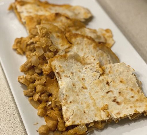 BUFFALO CHICKPEA QUESADILLAS
