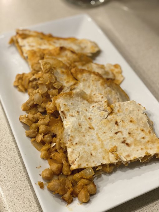 BUFFALO CHICKPEA QUESADILLAS