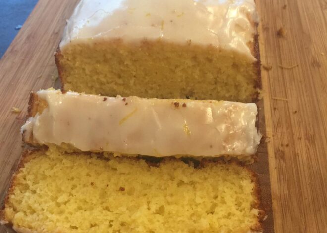 Lemon-glazed blueberry snack cake