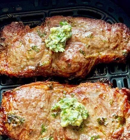 Air Fryer Steak with Herb Butter
